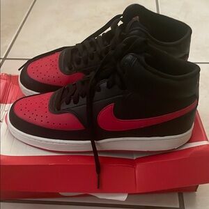 Nike Black and Red High-Top Sneakers